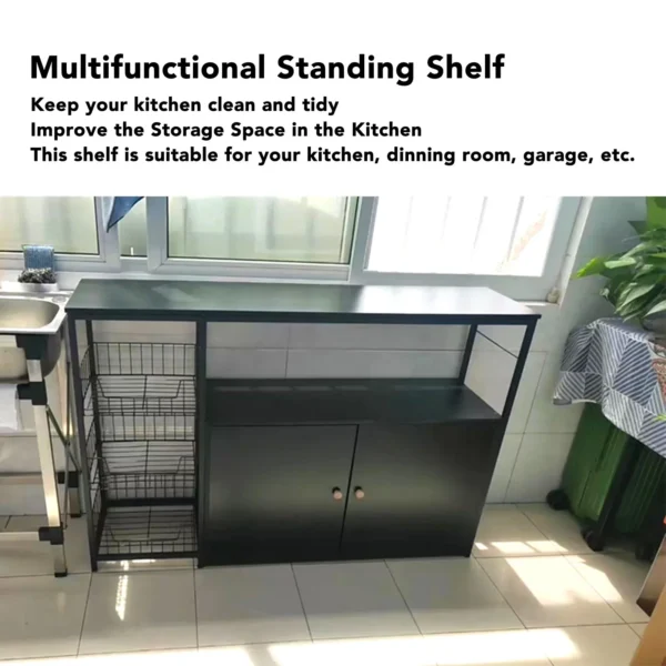 Kitchen Storage Cabinet Multifunctional Floor Standing Sideboard Cabinet Microwave Shelf Organizer Rack Pot Storage for Dining