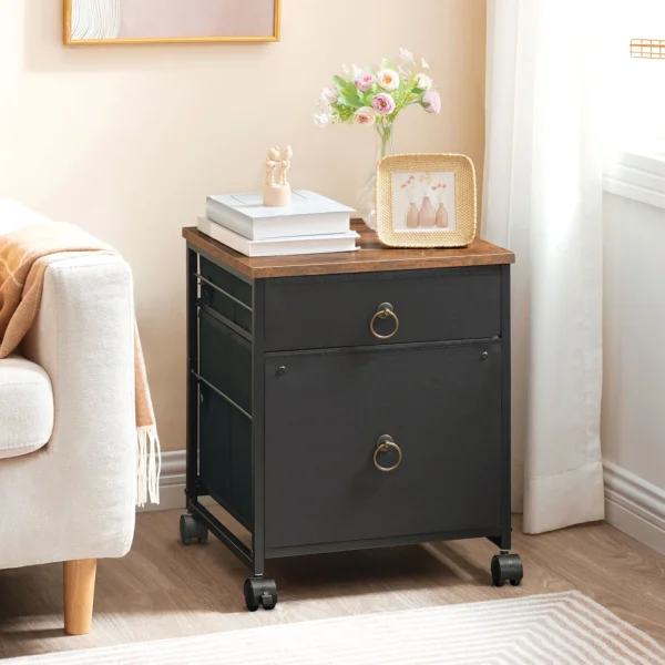 HOOBRO File Cabinet, 2-Drawer Filing Cabinet, Vertical Mobile Office Cabinet, Rolling Printer Stand, for A4/Letter Size Files