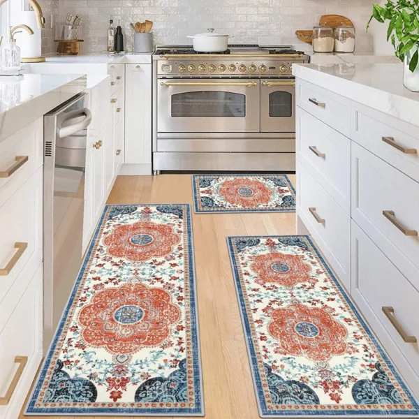 Kitchen rug set 3 pieces, washable kitchen mat, for thick floor kitchen floor mat, for hallway laundry holiday decoration