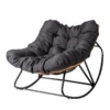 Outdoor Patio Rocking Chair, Oversized Papasan Chair with Cushion and Frame,for Front Porch Living Room Bedroom (Dark Grey)