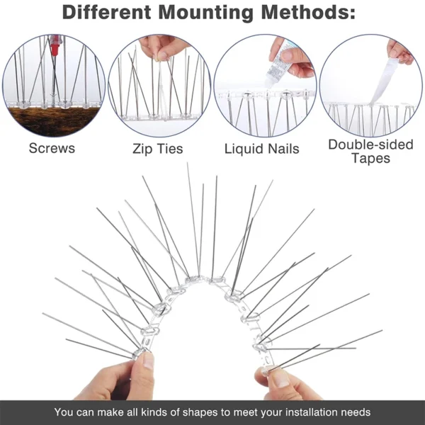 Stainless Steel Bird Spikes Pigeon Deterrent Effective Bird Repeller For Garden Fence Roof Window Sill Eaves Easy Installation