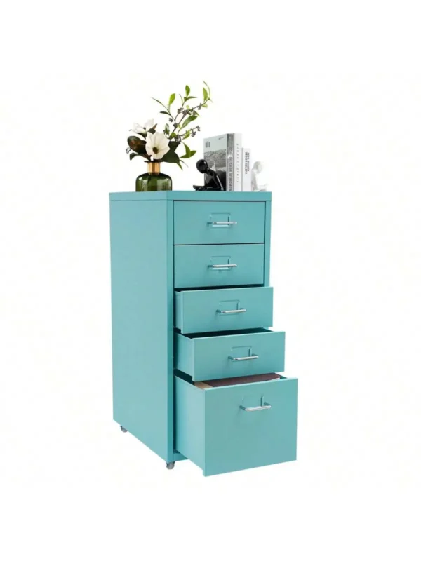 Metal File Storage Cabinet, Durable, Free Standing 5-Drawer Under Desk Organizer with Wheels for Bedroom Office