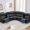 Electric Power Recliner Sectional Sofa With Bass Speakers & LED Lights – Faux Leather L-Shaped Corner Couches For Living Room