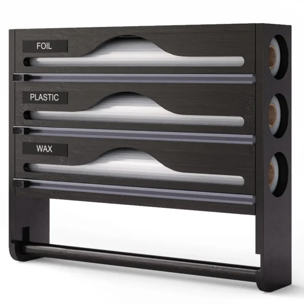 Kitchen Bamboo Compartment Cling Film Tin Foil Cutter Box Kitchen Paper Wall Mounted Paper Towel Kitchen Organizer Accessories