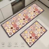 Absorbent Kitchen Thicken Retro Style Rug Base Non-Slip Entrance Doormat Mat High Quality Colorful Patterns Carpet Large Mats