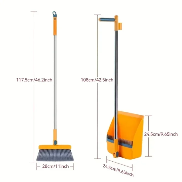 Brand-new 2-in-1 rotatable and foldable magnetic broom and dustpan cleaning set, enlarged and thickened household broom