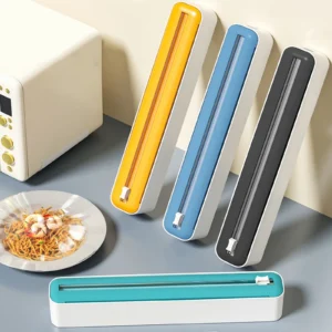 2-in-1 Plastic Wrap & Foil Dispenser with Slide Cutter - Durable Kitchen Organizer with Suction Cup Base for Home Use