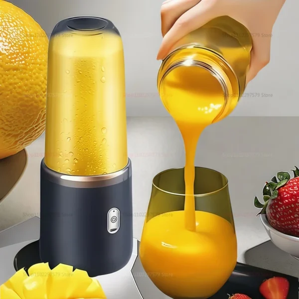 Multifunction Double Cup Juicer 400ml USB Rechargeable Portable Electric Juicer 6 Blade Fruit Blender for Home Kitchen Tool