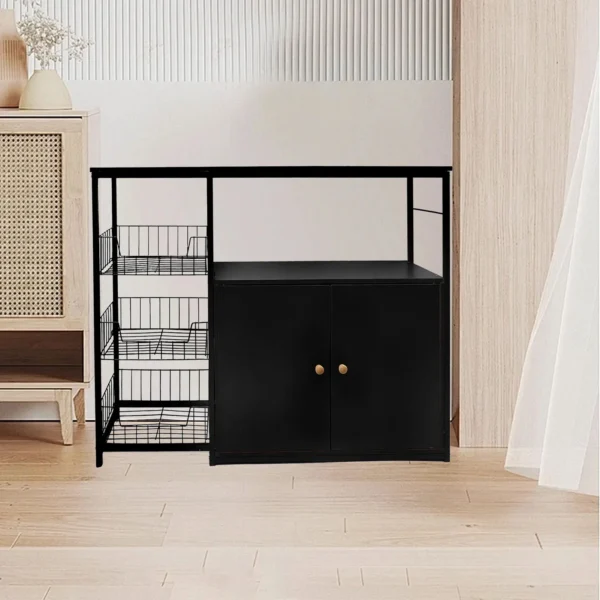Kitchen Storage Cabinet Multifunctional Floor Standing Sideboard Cabinet Microwave Shelf Organizer Rack Pot Storage for Dining