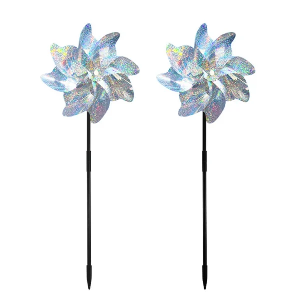 2/10pcs Bird Repellent Windmill Practical 8 Leaves DIY Birds Deterrent Windmill Creative Outdoor Garden Lawn Yard Decoration