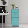Metal File Storage Cabinet, Durable, Free Standing 5-Drawer Under Desk Organizer with Wheels for Bedroom Office