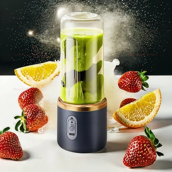 Multifunction Double Cup Juicer 400ml USB Rechargeable Portable Electric Juicer 6 Blade Fruit Blender for Home Kitchen Tool