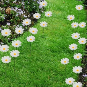 10pcs Fake Sunflower Grass Outdoor Ground Stake Inserts Design Durable Waterproof Metal Art for Garden/Lawn Decor