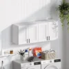 White Laundry Room Cabinets And Storage With 4 Doors And Utility Adjustable Shelf，Gabinetes Para Cocina Cupboard Kitchen