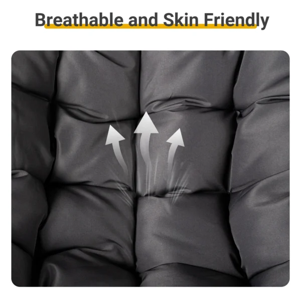 Outdoor Patio Rocking Chair, Oversized Papasan Chair with Cushion and Frame,for Front Porch Living Room Bedroom (Dark Grey)