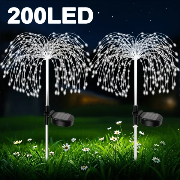 Garden Decor Solar Pathway Lights 200LED Outdoor Waterproof Firework Fairy Lights for Patio Lawn Yard Walkway