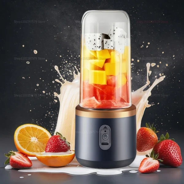 Multifunction Double Cup Juicer 400ml USB Rechargeable Portable Electric Juicer 6 Blade Fruit Blender for Home Kitchen Tool