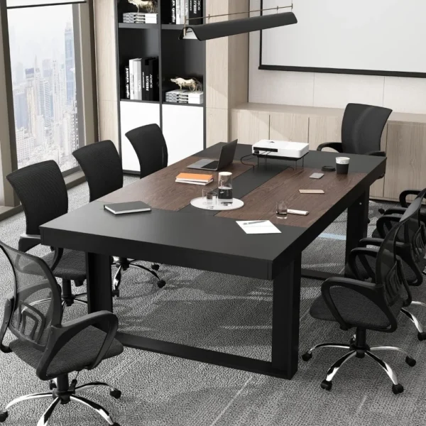 7FT Conference Table for 6-8 People, Large Rectangular Meeting Table, Modern Seminar Table for Office Meeting Conference Room,