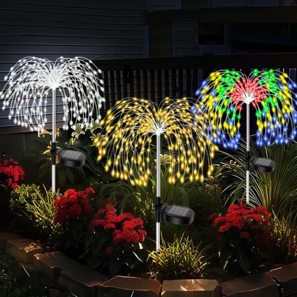 Garden Decor Solar Pathway Lights 200LED Outdoor Waterproof Firework Fairy Lights for Patio Lawn Yard Walkway