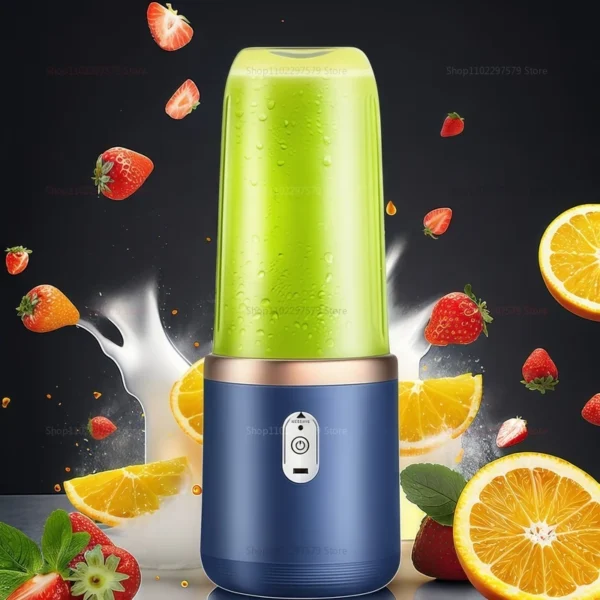 Multifunction Double Cup Juicer 400ml USB Rechargeable Portable Electric Juicer 6 Blade Fruit Blender for Home Kitchen Tool