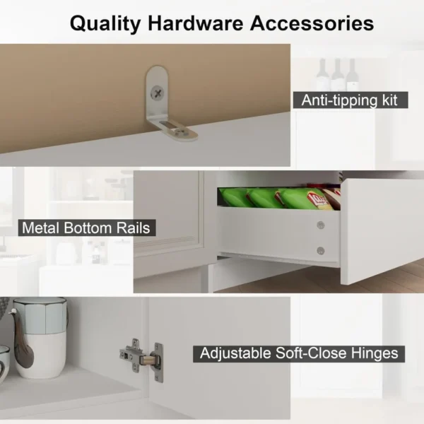 Extra Large Kitchen Pantry with Microwave Shelf, Kitchen Hutch Storage Cabinet with Countertop, Freestanding Countertop Cabinet