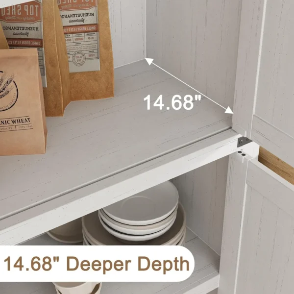 71" Tall Arched Kitchen Pantry, Modern Farmhouse Wood Kitchens Storage Cabinets with Shelves, Versatile Cupboard for Kitchen