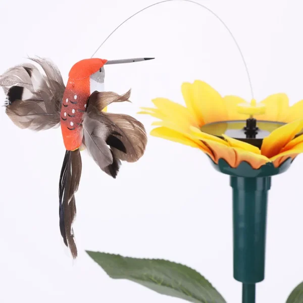Solar Sunflower Animal Stake Decor Rotating Butterfly/Hummingbird Decor 40cm Garden Ornaments Versatile for Yard Patio Pathway