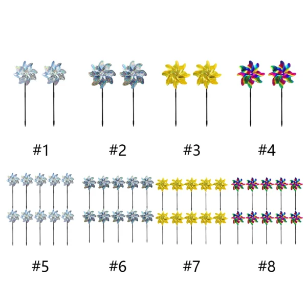 2/10pcs Bird Repellent Windmill Practical 8 Leaves DIY Birds Deterrent Windmill Creative Outdoor Garden Lawn Yard Decoration
