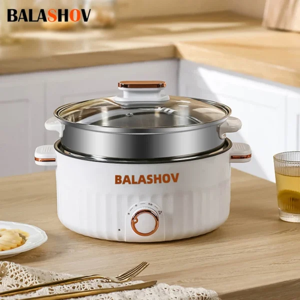 Portable Electric Multifunctional Cooker Household Double Layer Hot Pot Mini Non-stick Cookware for Kitchen and Home Appliance
