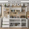 Extra Large Kitchen Pantry with Microwave Shelf, Kitchen Hutch Storage Cabinet with Countertop, Freestanding Countertop Cabinet