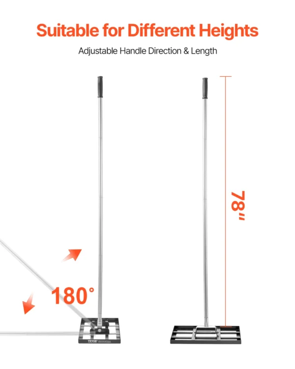 VEVOR Lawn Leveling Rake with Handle Ground Plate Rust-Resistant Carbon Steel Soil Leveler Effort Saving Lawn Leveling for Yard