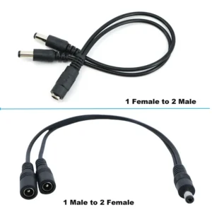 1pcs DC 12V 1 Female to 2 Male Power Split Splitter Cable 5.5x2.1mm for CCTV Camera Security DVR Accessories LED Light Strip J17