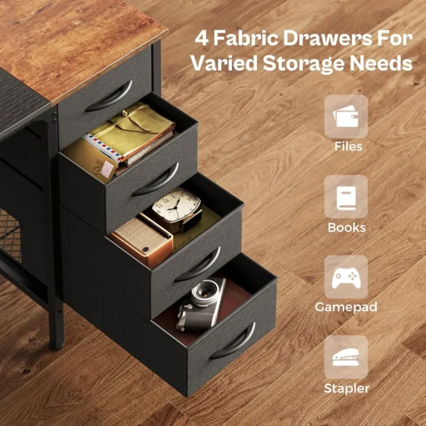 47 Inch Computer Desk with 4 Drawers, Office Desk with Mesh Shelf, Gaming Desk, Large Storage, Writing Work Desk for Home Office