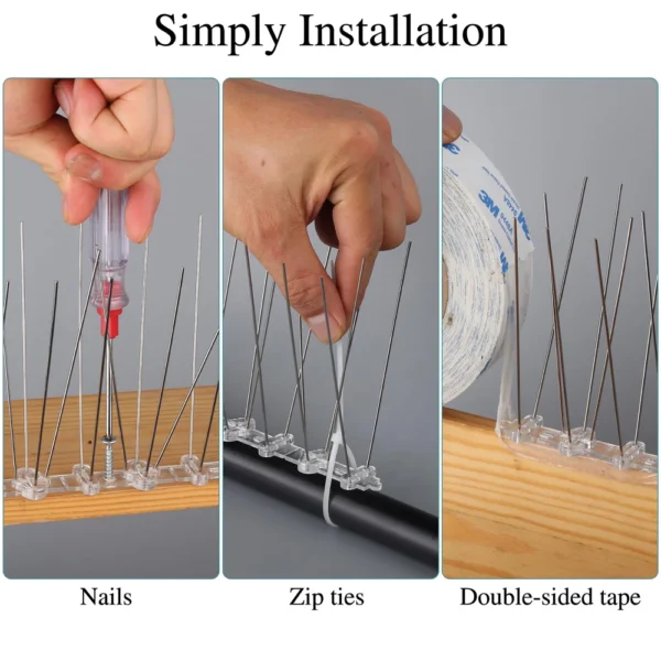 Pigeon Spikes Birds Squirrel Repeller Stainless Steel Garden Fence Roof Balcony Fence Roof Deterrent Nail Kit Tools Pest Control