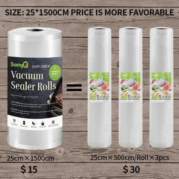 saengQ Kitchen Food Vacuum Sealer Bag Sous Vide Storage Bags For Vacuum Packaging 12/15/20/25/30cm*1500cm/Rolls