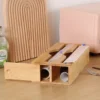 Kitchen Bamboo Compartment Cling Film Tin Foil Cutter Box Kitchen Paper Wall Mounted Paper Towel Kitchen Organizer Accessories