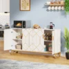 Tribesigns 59" White Gold Buffet Cabinet with Storage Kitchen Sideboard Storage Cabinet